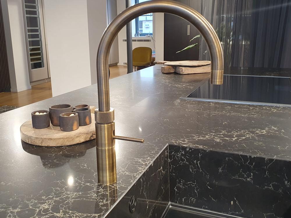 Ex Display Poggenpohl Plus Modo Pebble Kitchen, With Gaggenau, Quooker & Quartz Worktops. located in South East. RESERVED